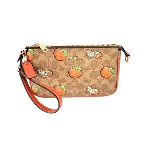 Coach CAL27 Nolita 19 Signature Orange Print Small Handbag Clutch Tan Multi